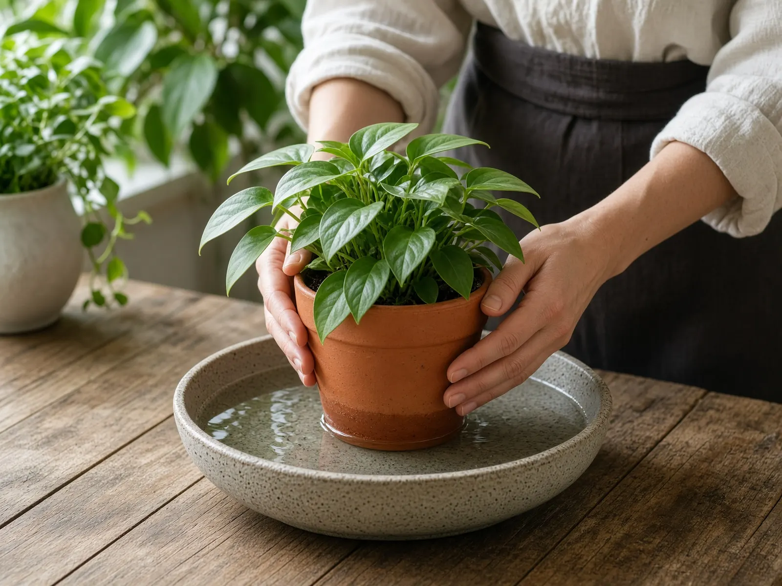 Let the soil dry to stop fungus gnats