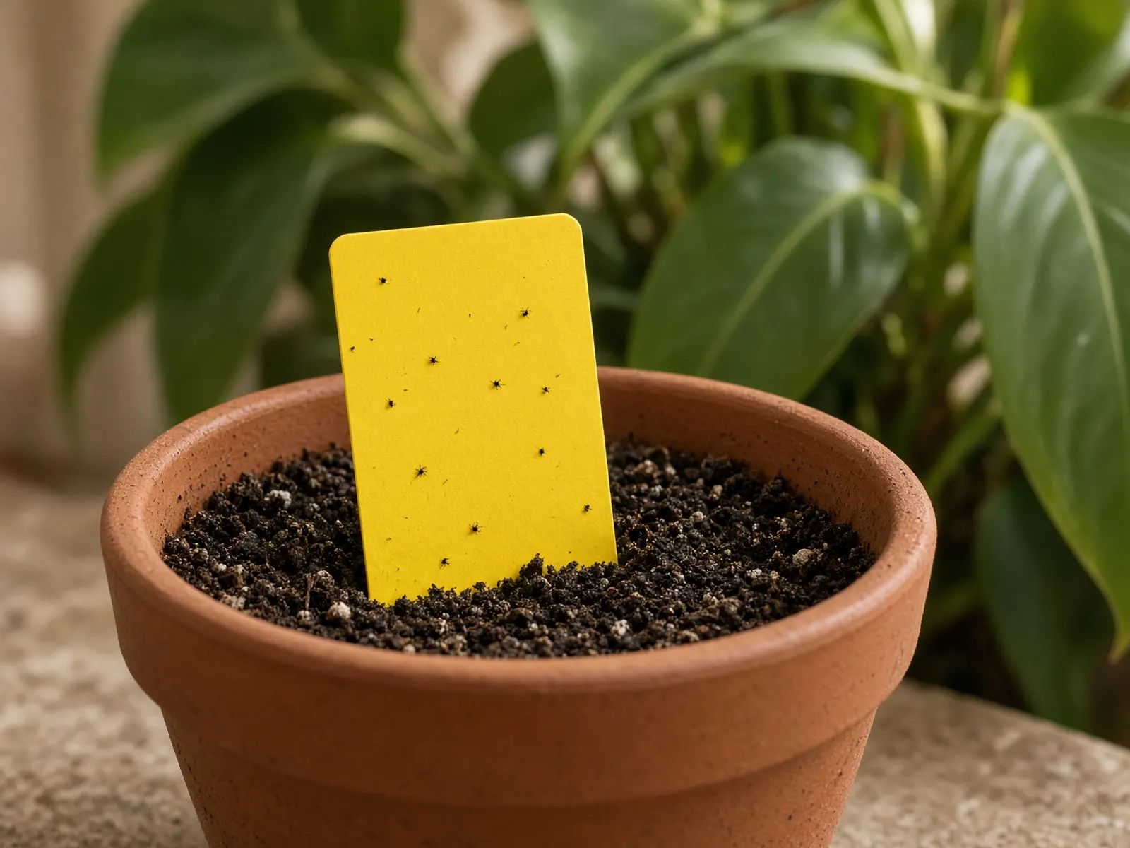 Yellow sticky traps for fungus gnats